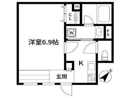 ARUITTE SHIBAMATA(1K/1階)の間取り写真