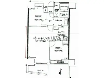 ディアスタ新子安ベイスタイル(2LDK/6階)の間取り写真