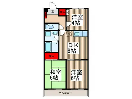 サクシードベル来夢舘(3DK/4階)の間取り写真