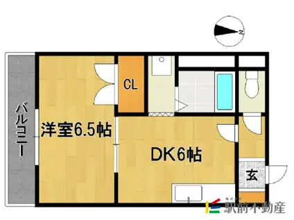 ピュアクローネI(1DK/2階)の間取り写真