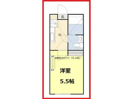 ケーフラット(1K/1階)の間取り写真