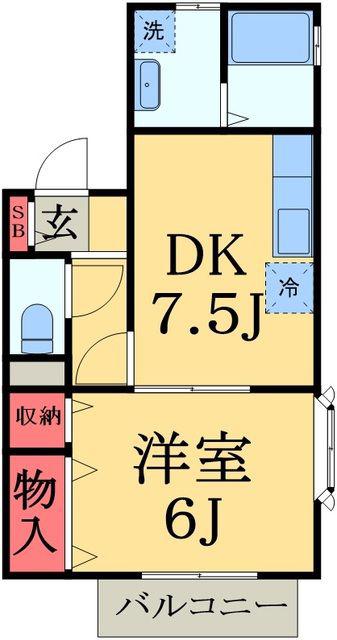 ヴェルテすみれ(1DK/2階)の間取り写真