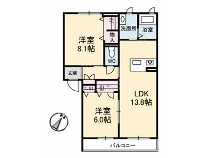 ベレオ東雲本町(2LDK/3階)の間取り写真
