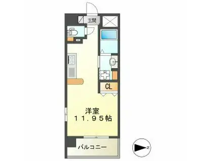 RIVAGE(ワンルーム/7階)の間取り写真