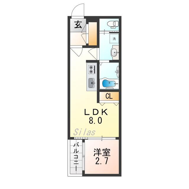 H-MAISON森ノ宮I(1LDK/1階)の間取り写真