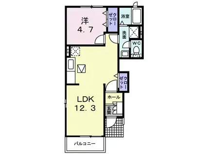 グランシャトーINO II(1LDK/1階)の間取り写真
