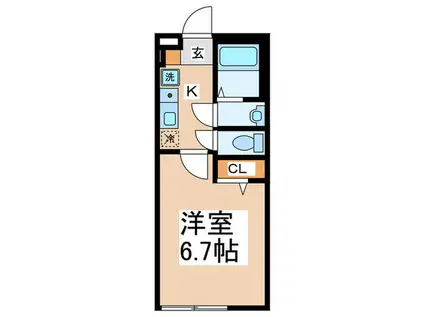 カインドネス八王子中央B棟(1K/2階)の間取り写真