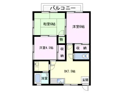 サンクリークス(3DK/2階)の間取り写真