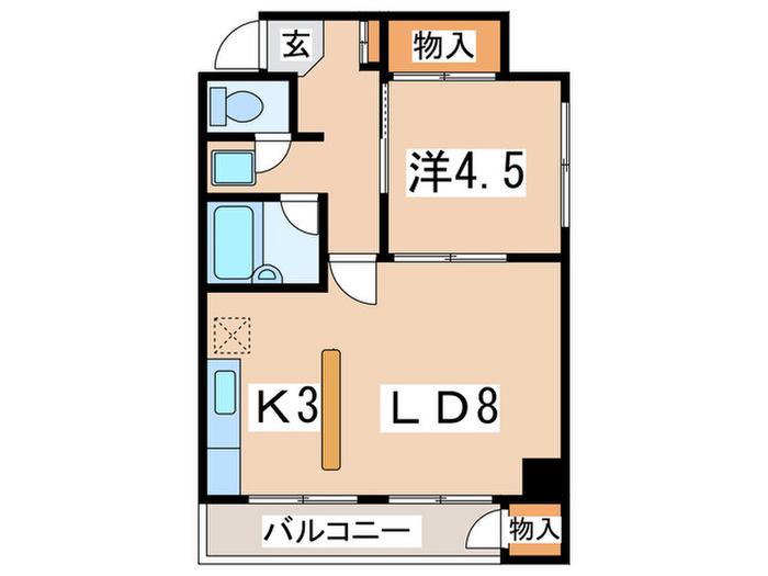 リベルティー大通(1LDK/6階)の間取り写真