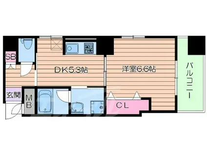 ノルデンハイム南森町(1DK/4階)の間取り写真