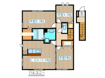 リバーサイドハイツ(3LDK/2階)の間取り写真