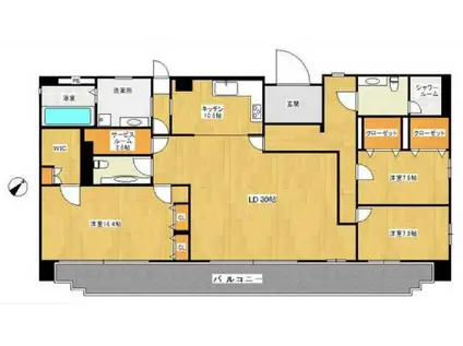 ロイヤルタワー春日(3SLDK/12階)の間取り写真