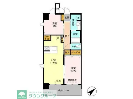 フェリジータ(2LDK/9階)の間取り写真