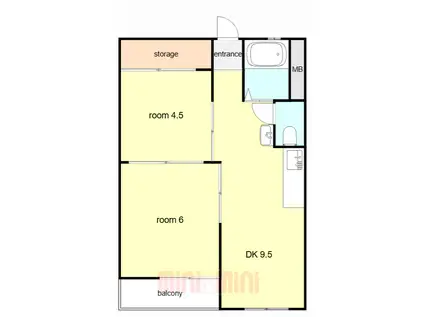 甲子園第5コーポラス(2DK/3階)の間取り写真