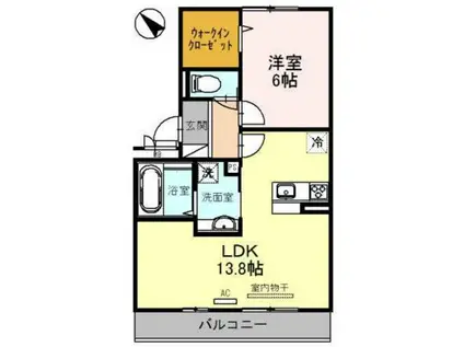 プランタン(1LDK/2階)の間取り写真