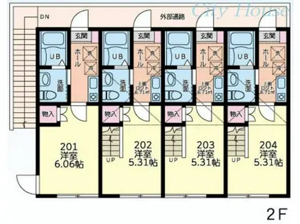ココペリハウス(1K/2階)の間取り写真
