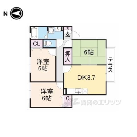パセオボナールAB(3DK/1階)の間取り写真
