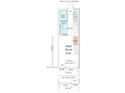 サンマリー蕨(1K/3階)の間取り写真