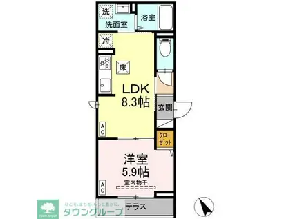 DBLESS横須賀I(1LDK/1階)の間取り写真