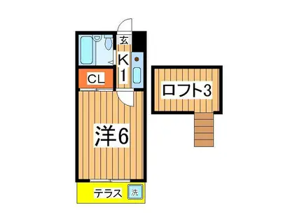 ノーリーズン柏(1K/2階)の間取り写真