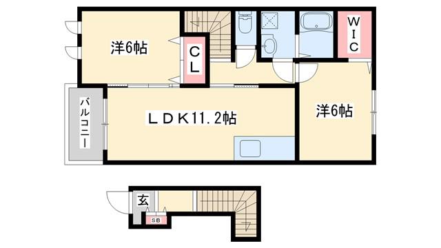 ネオロイヤルB棟(2LDK/2階)の間取り写真