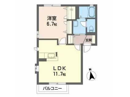 コーポ鳥海II(1LDK/1階)の間取り写真