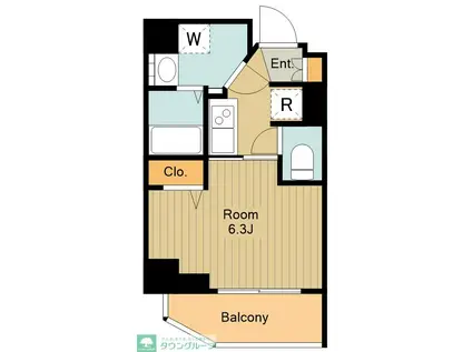 ルフレ イムーブル立川(1K/9階)の間取り写真