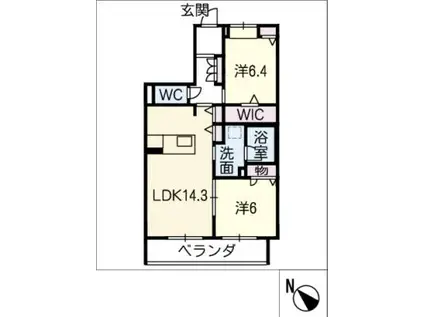 ベレオ築地町(2LDK/2階)の間取り写真