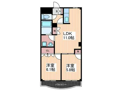 ソレイユ(2LDK/1階)の間取り写真