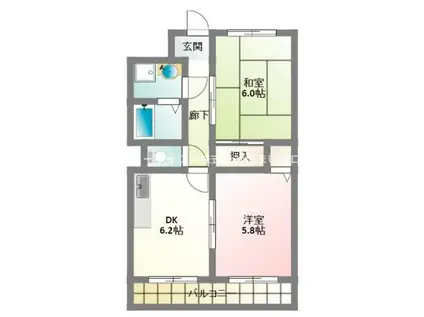 エムプラザ楠根弐番館(2DK/4階)の間取り写真