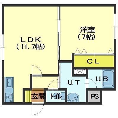 グレイエリア(1LDK/4階)の間取り写真