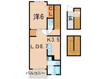 APT.AQUA(1LDK/3階)の間取り写真