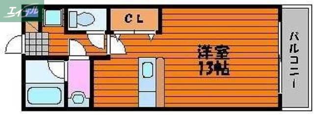 ヴィクトワール南方(1K/1階)の間取り写真