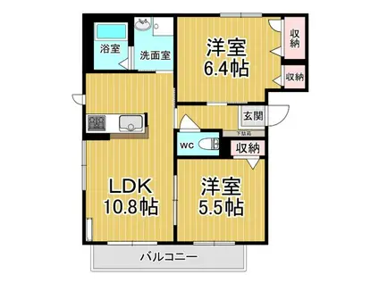 ヴィルシャッツ(2LDK/3階)の間取り写真