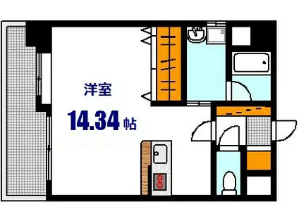 シティハイツ西霞(ワンルーム/9階)の間取り写真
