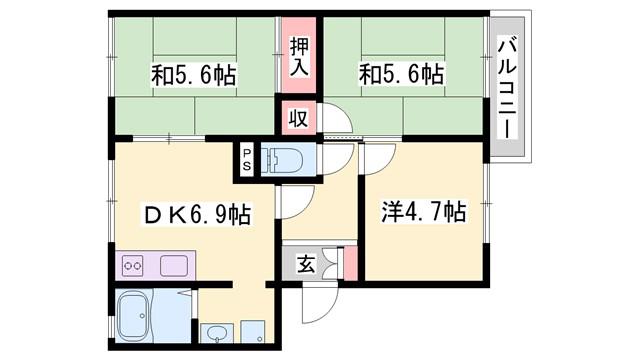 ガーデンハイツ緑ケ丘CD(3DK/1階)の間取り写真
