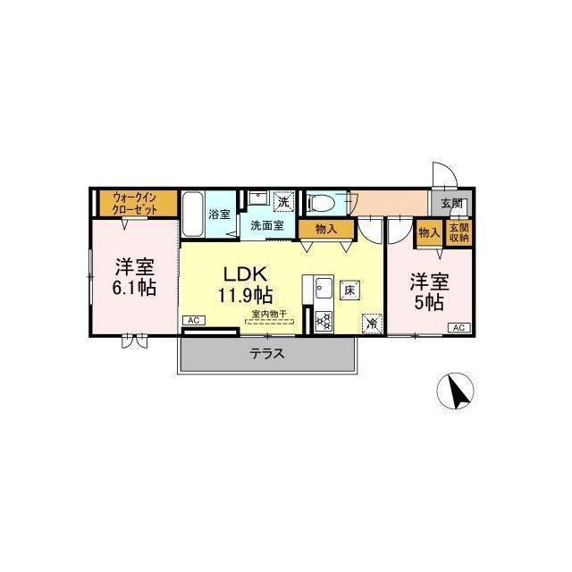 D-ROOM YT(2LDK/1階)の間取り写真