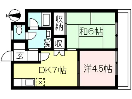 ベルフルール(2DK/2階)の間取り写真