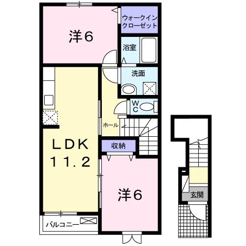 サニ-コーポC(2LDK/2階)の間取り写真