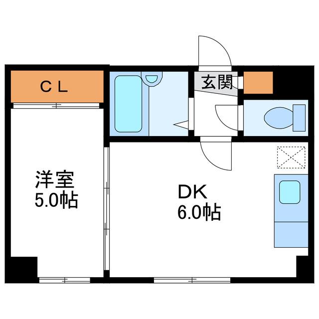 藤井ビル北14条(1DK/6階)の間取り写真