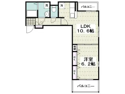 プレミール植木(1LDK/3階)の間取り写真