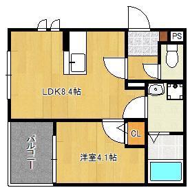 レヴァレント黒崎(1LDK/2階)の間取り写真