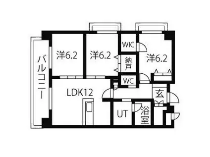 グランヴェル西山2号館(3LDK/1階)の間取り写真