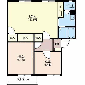 グランシャリオ日永西 C(3DK/2階)の間取り写真