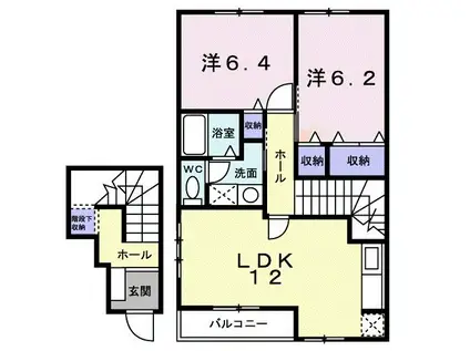 ハオス・リーリエ(2LDK/2階)の間取り写真