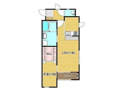 エクセラン薬師堂II(1LDK/1階)の間取り写真