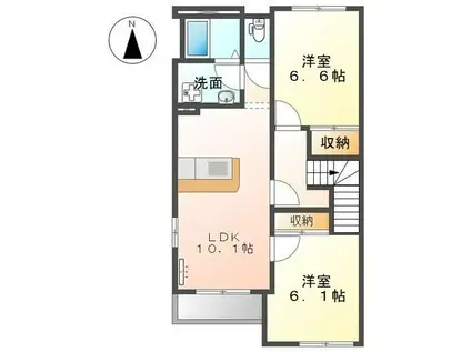 花みずきII(2LDK/2階)の間取り写真