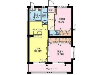 ラフェスタ(2LDK/4階)の間取り写真