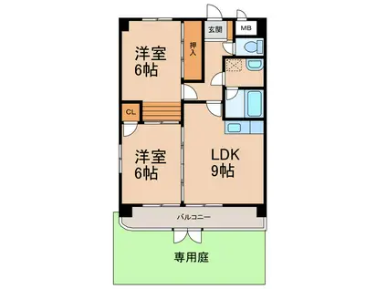 カーサプリムローズ(2LDK/1階)の間取り写真