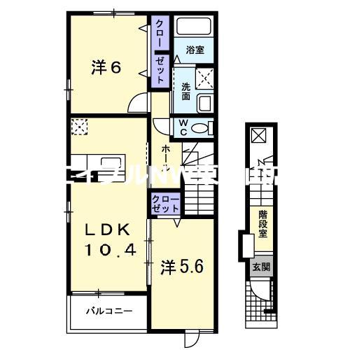 コンフォータブル(2LDK/2階)の間取り写真